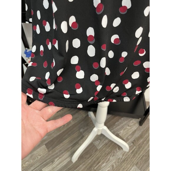 Carmen Marc Valvo Size 2X Womens Top Black Polka Dot Knit Bell 3/4 Sleeve Tunic - Picture 3 of 9
